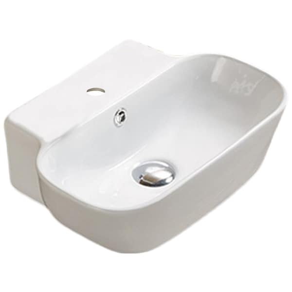 16.34-in. W Above Counter White Vessel Set For 1 Hole Center Faucet